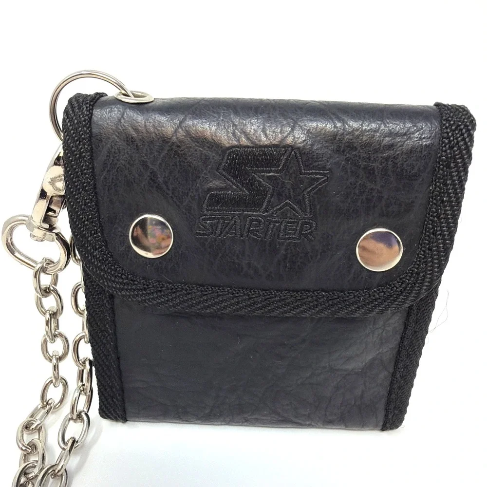 Starter Wallet with Chain Black Trifold Y2k Rare